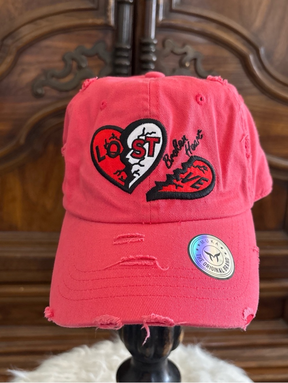 Muka lost broken heart distressed hat adult one size